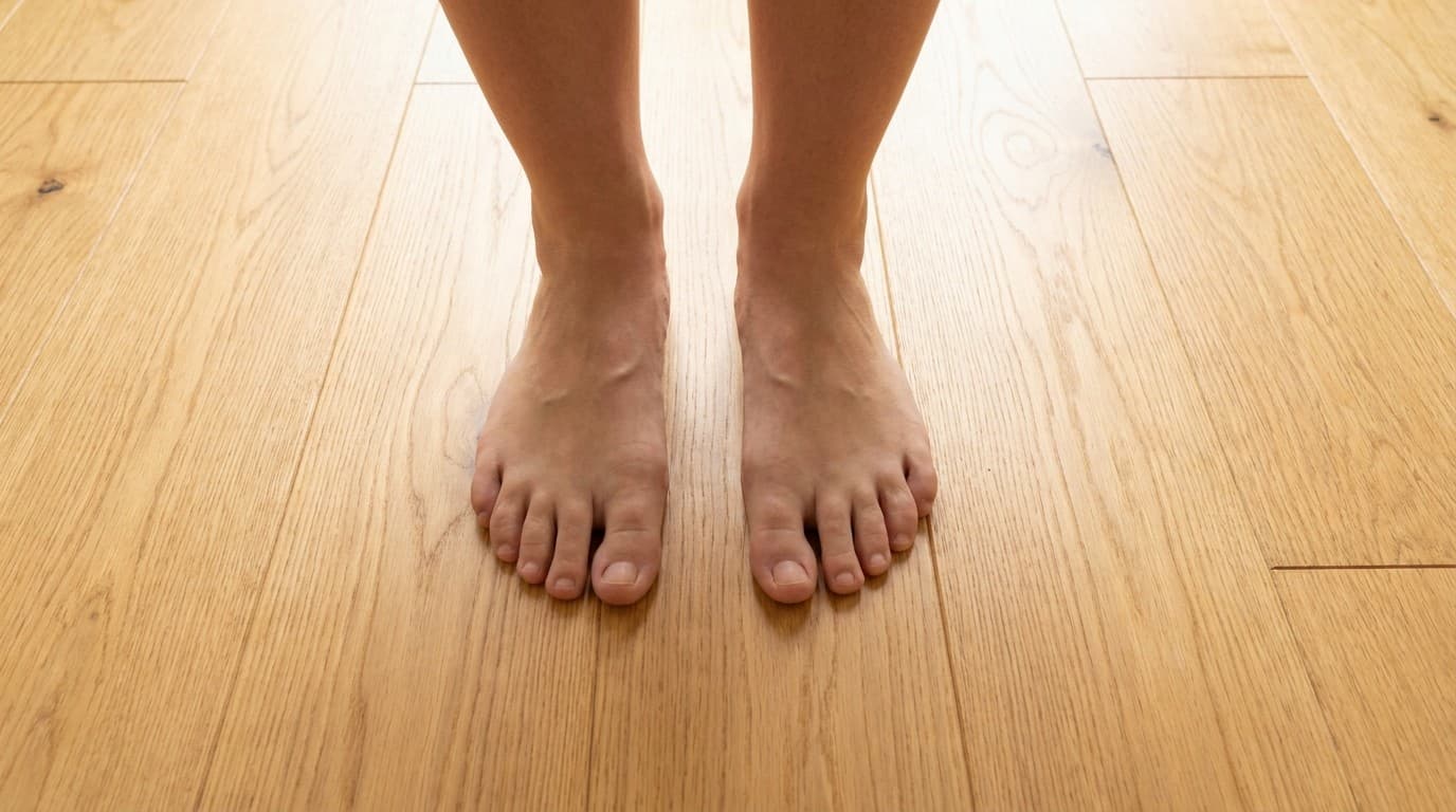 Close-up van een teennagel met de eerste tekenen van een kalknagel