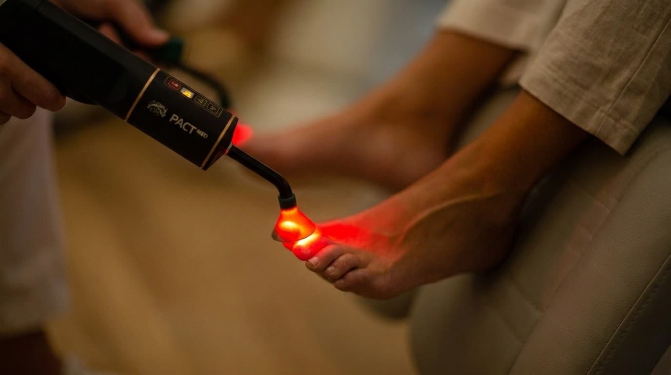 Behandeling van een kalknagel met PACT-therapie in de tiptoe salon